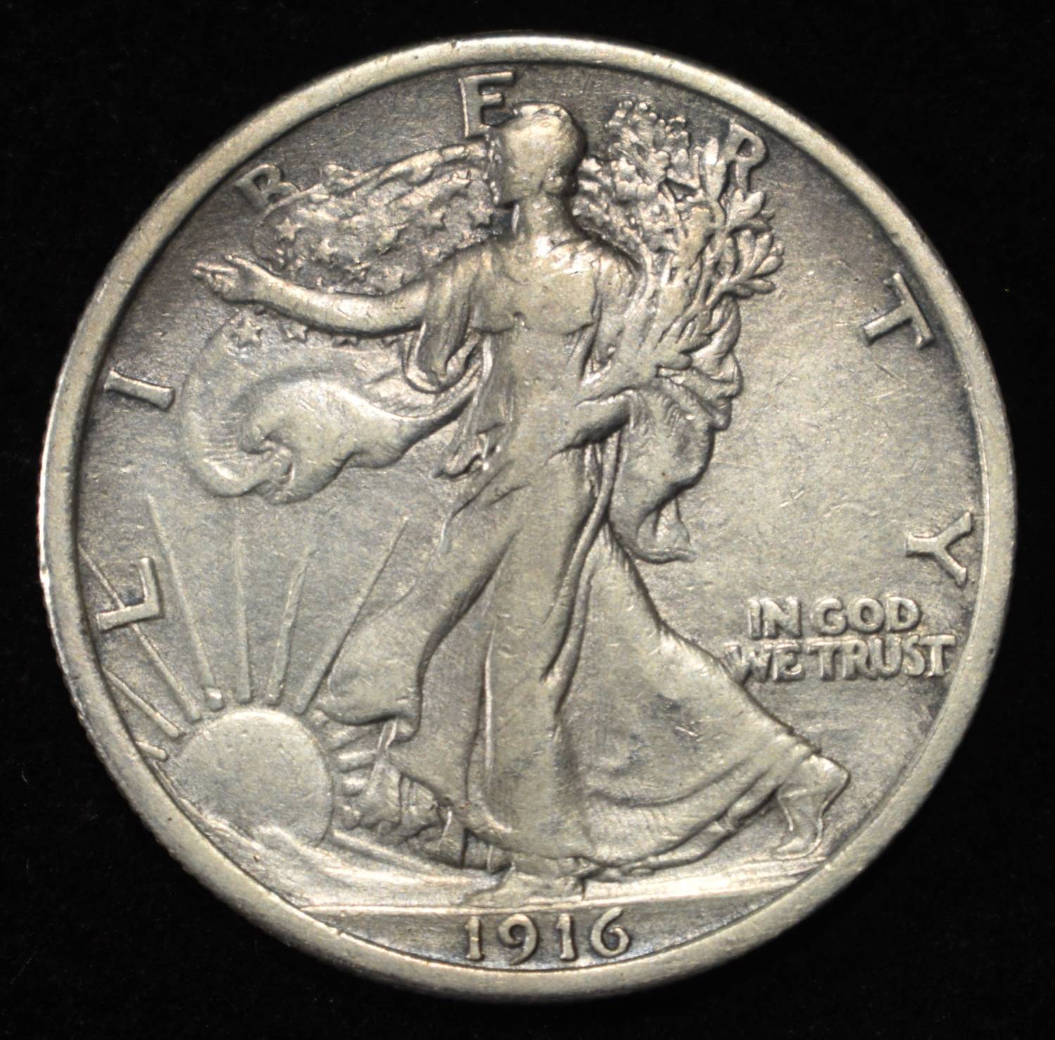 1916 WALKING LIBERTY HALF DOLLAR VF/XF