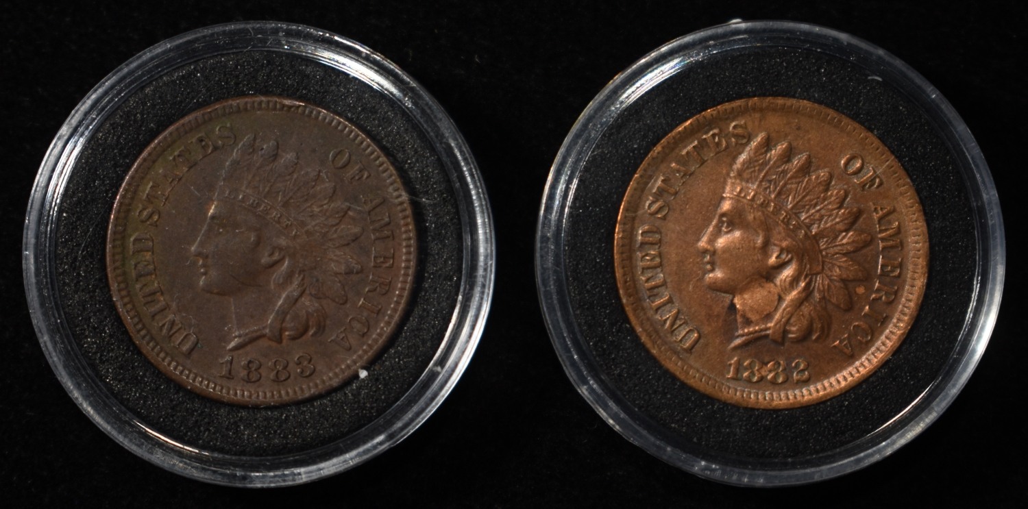 1882 & 1883 INDIAN HEAD CENTS AU/BU