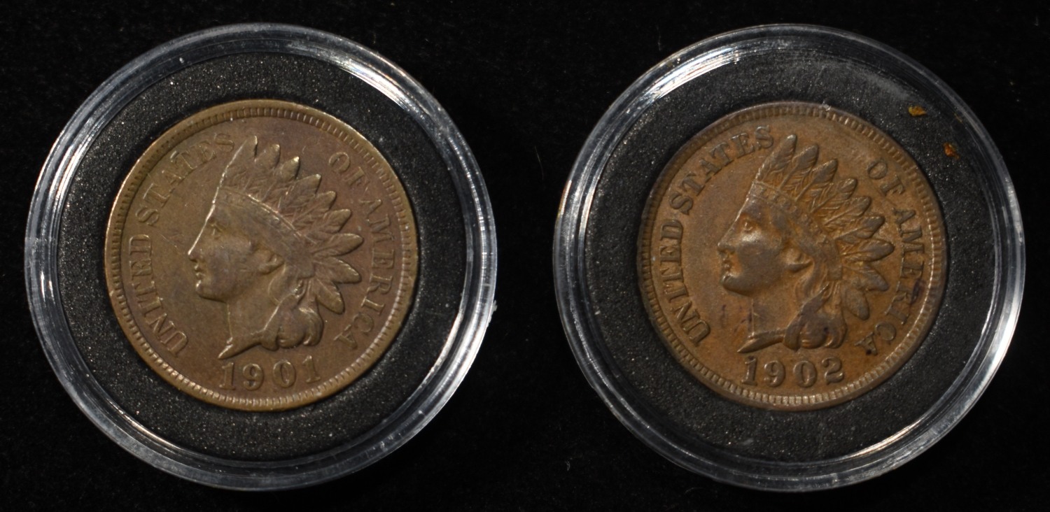 1901 & 1902 INDIAN HEAD CENTS BU-AU
