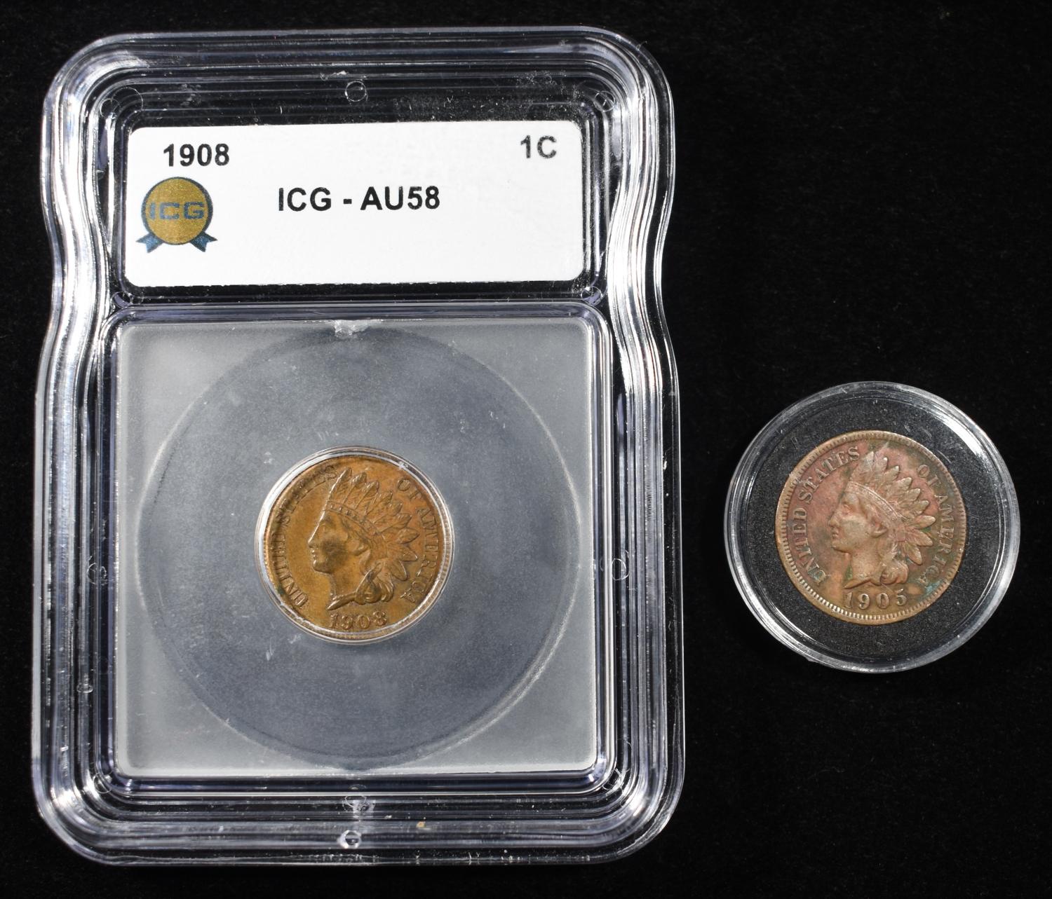 1908 & 1905 INDIAN HEAD CENTS