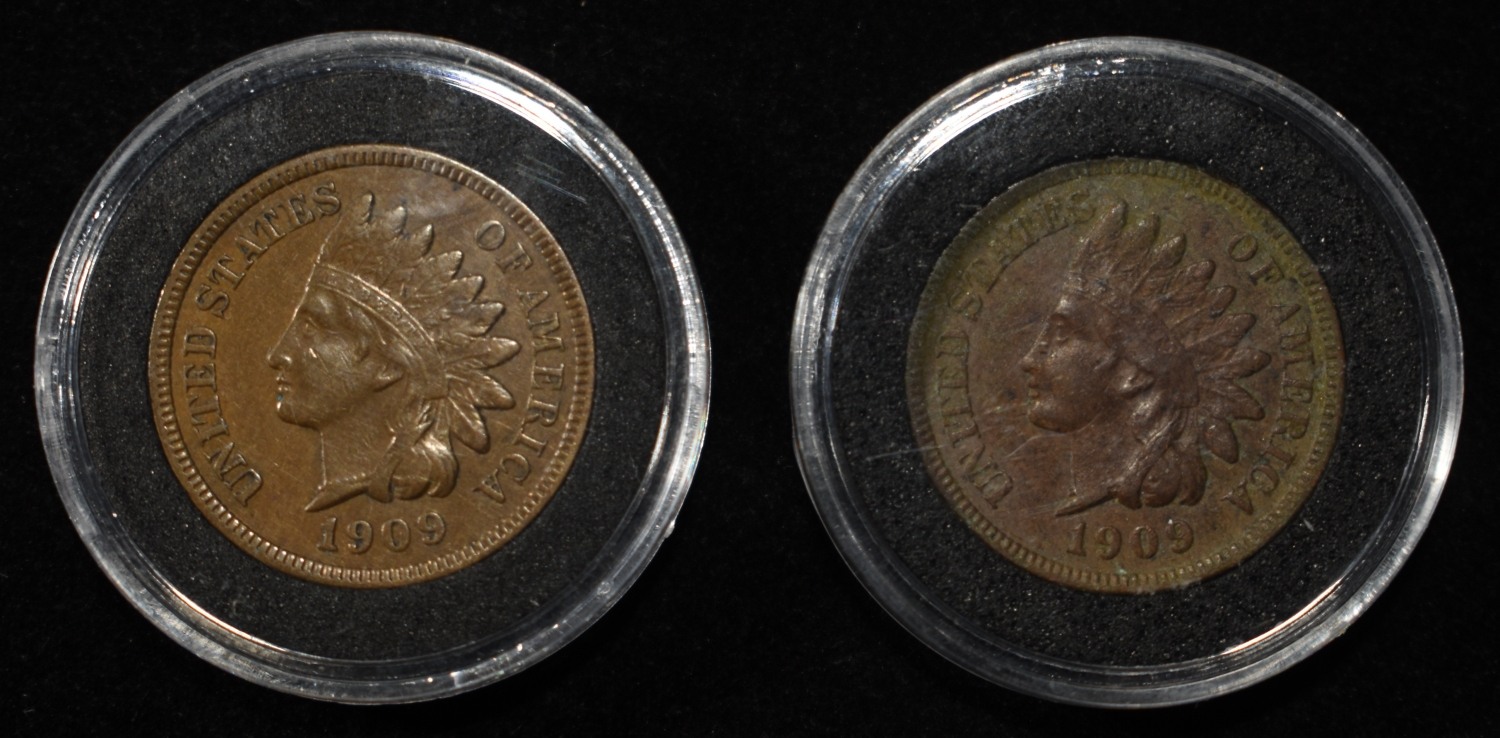 (2) 1909 INDIAN HEAD CENTS AU-AU/BU