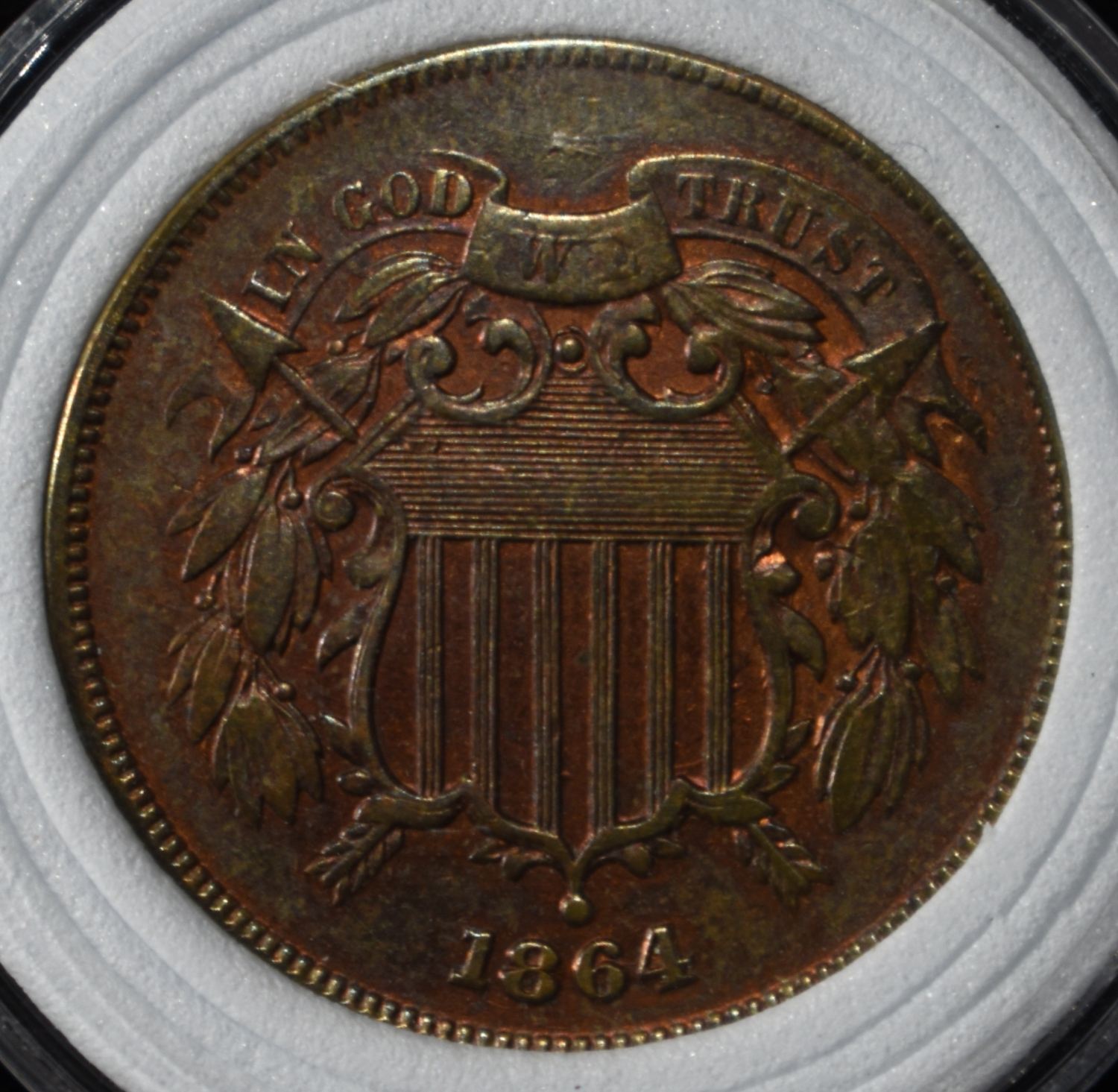 1864 TWO-CENT PIECE AU/BU