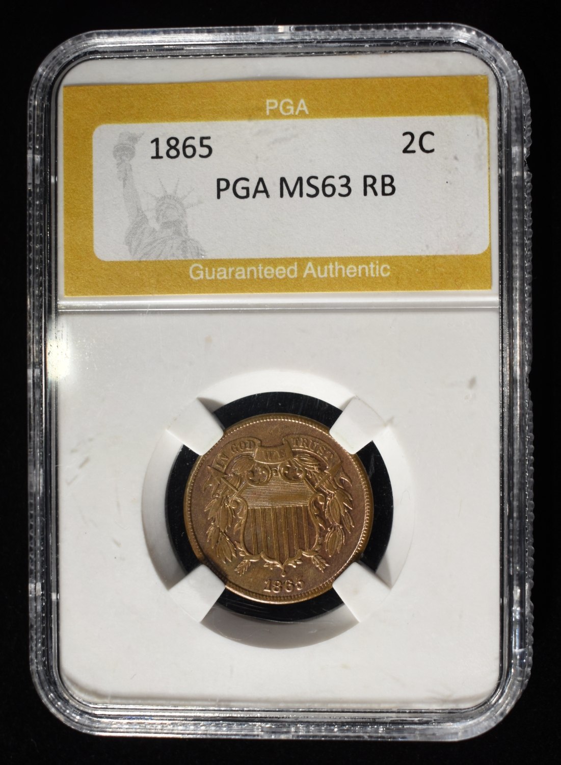 1865 2-CENT PIECE PGA CH BU RB