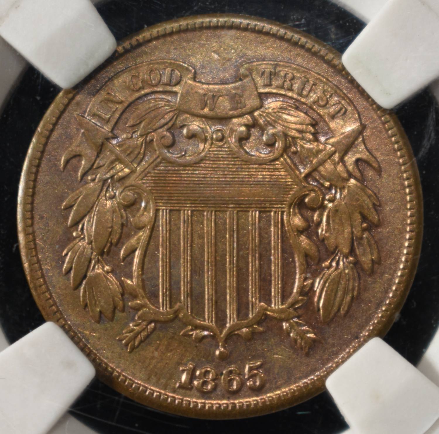 1865 2-CENT PIECE PGA CH BU RB