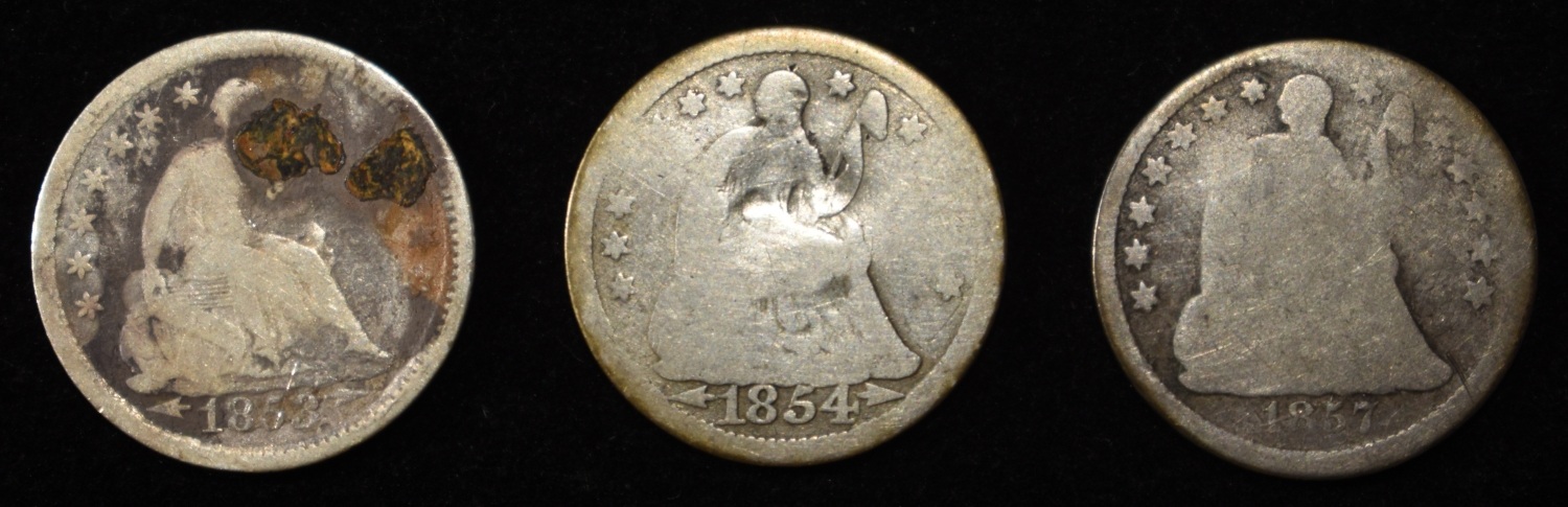 (3) LIBERTY SEATED HALF DIMES