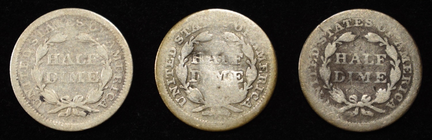 (3) LIBERTY SEATED HALF DIMES