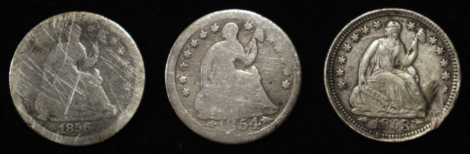 (3) LIBERTY SEATED HALF DIMES