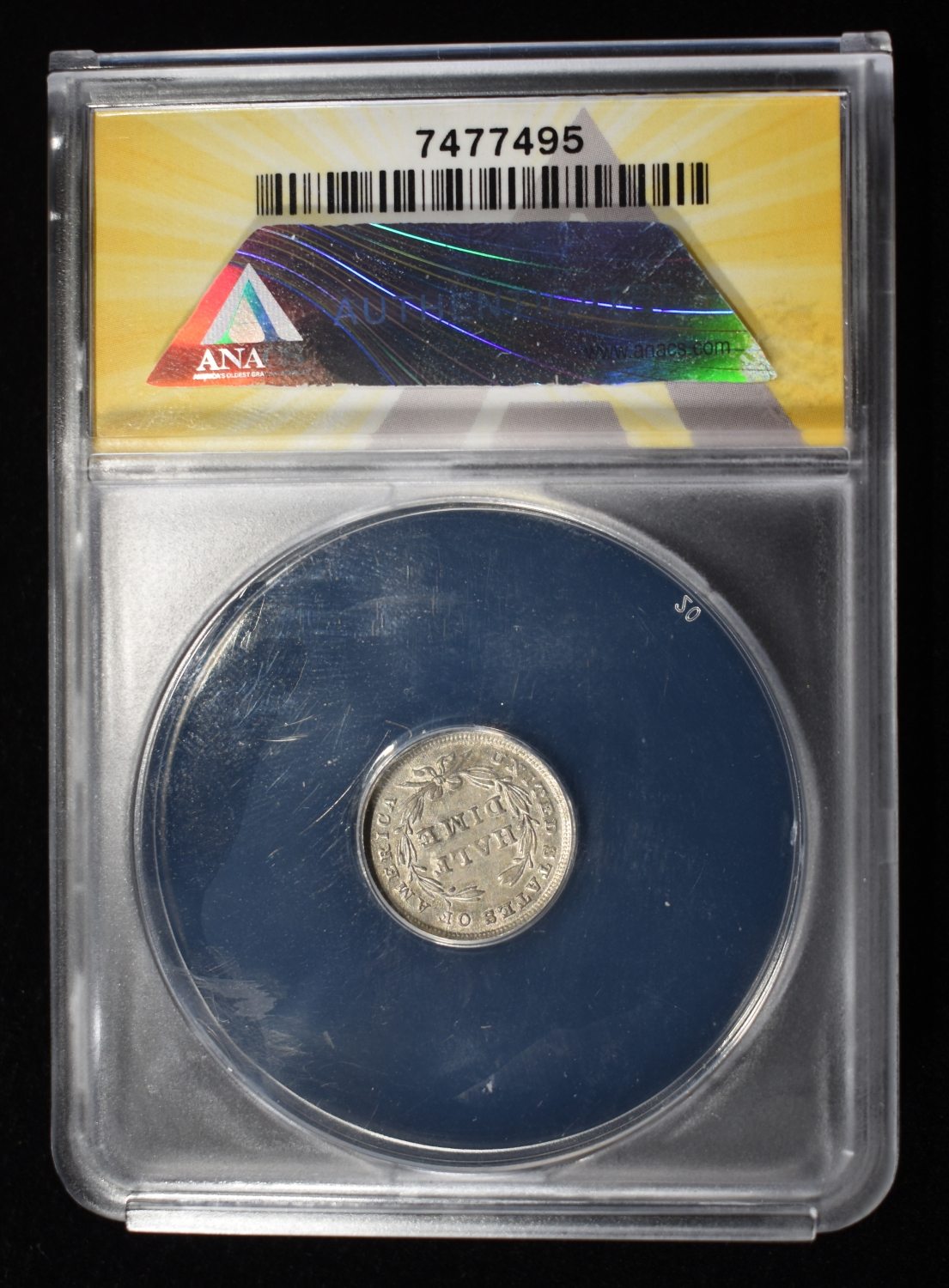 1838 LIBERTY SEATED HALF DIME ANACS AU50 DETAILS