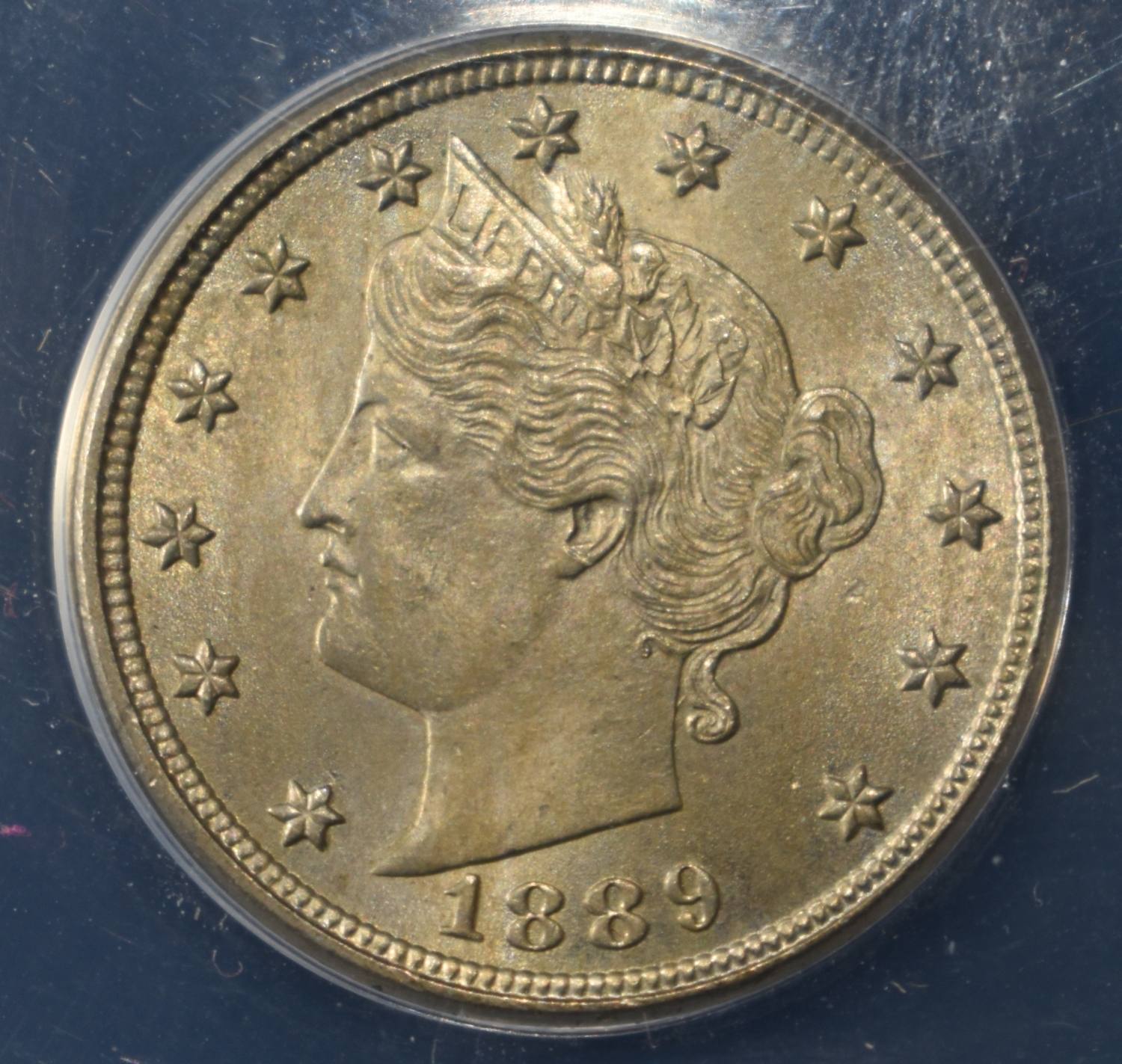 1889 'V' NICKEL ANACS MS64