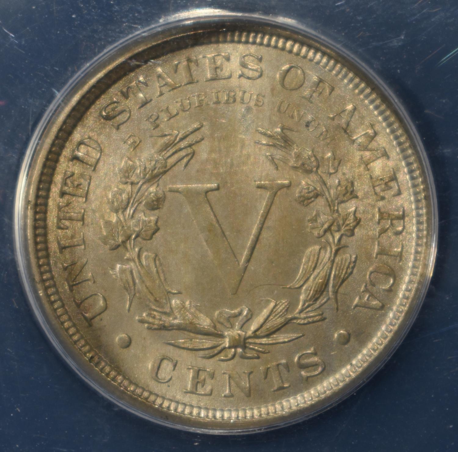 1889 'V' NICKEL ANACS MS64