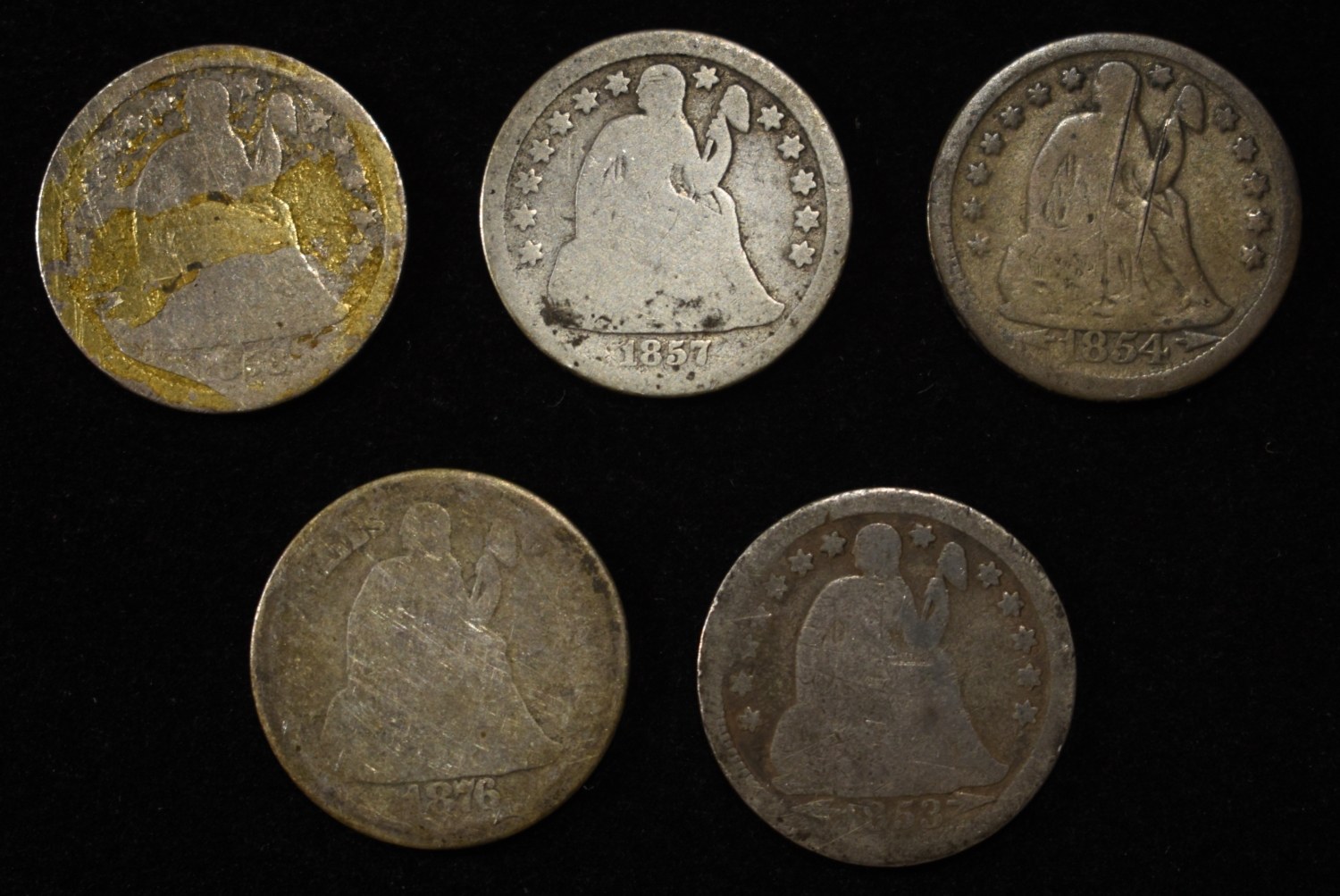 (5) LIBERTY SEATED DIMES