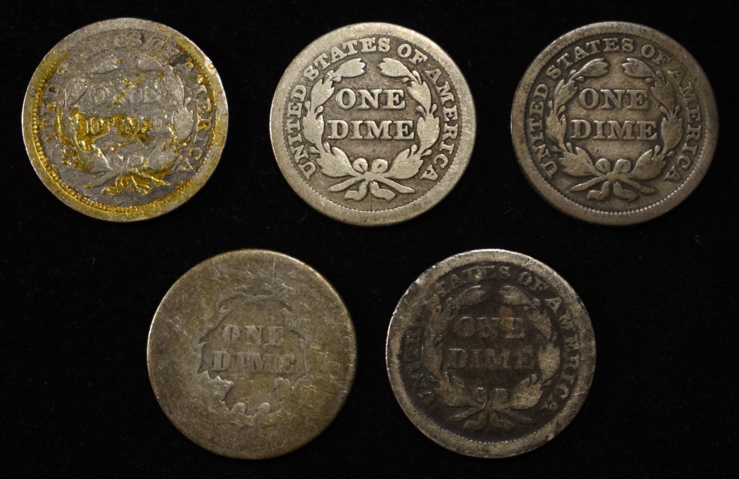 (5) LIBERTY SEATED DIMES