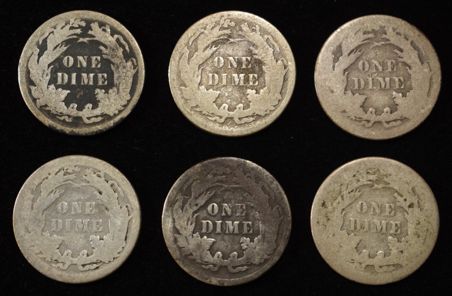 (6) LIBERTY SEATED DIMES