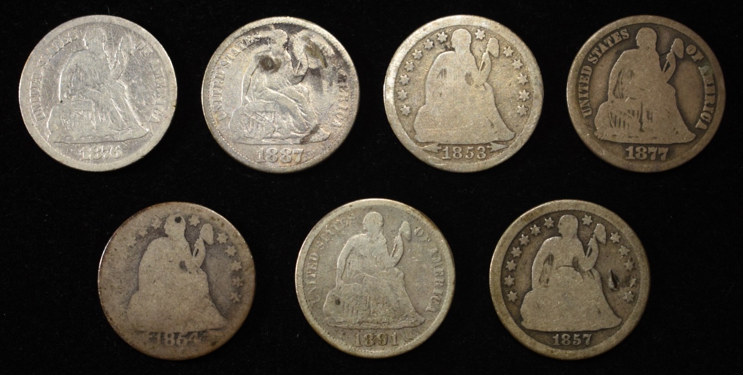 (7) LIBERTY SEATED DIMES