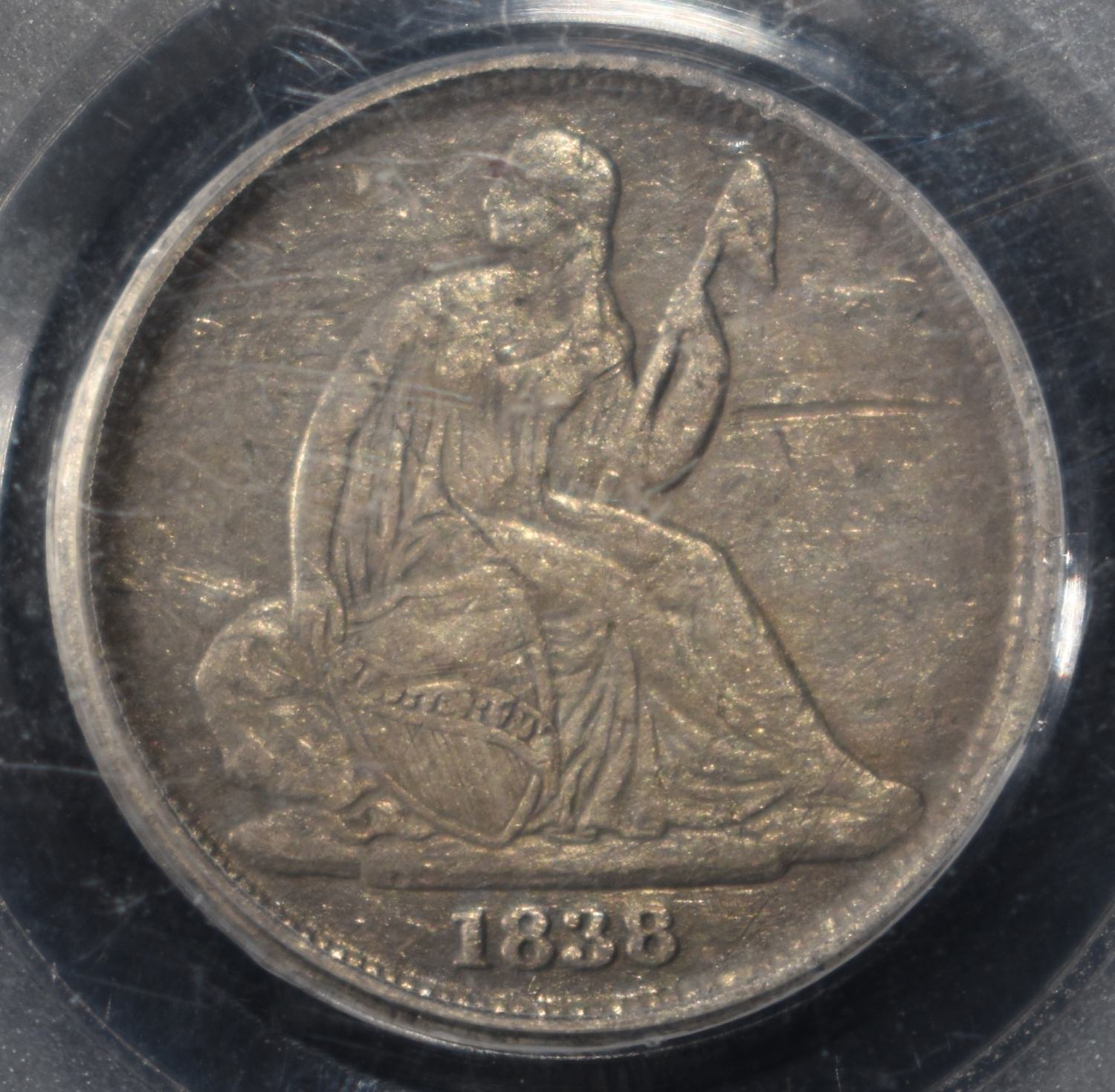 1838-O SEATED LIBERTY DIME PCGS GENUINE NO STARS
