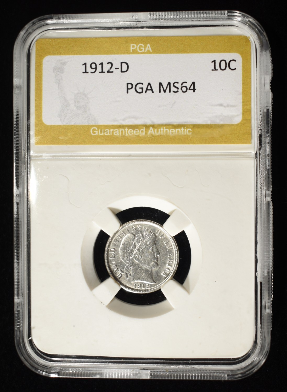 1912-D BARBER DIME PGA CH/GEM BU