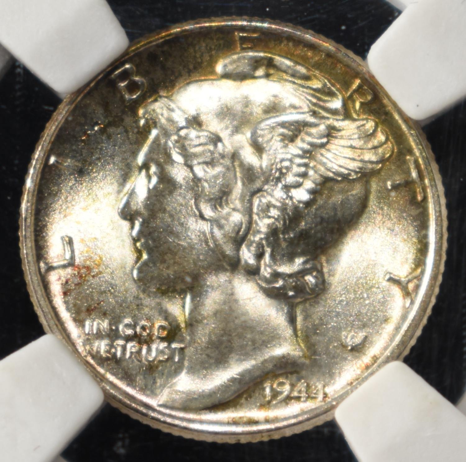 1944 MERCURY DIME PGA SUPERB GEM BU FSB