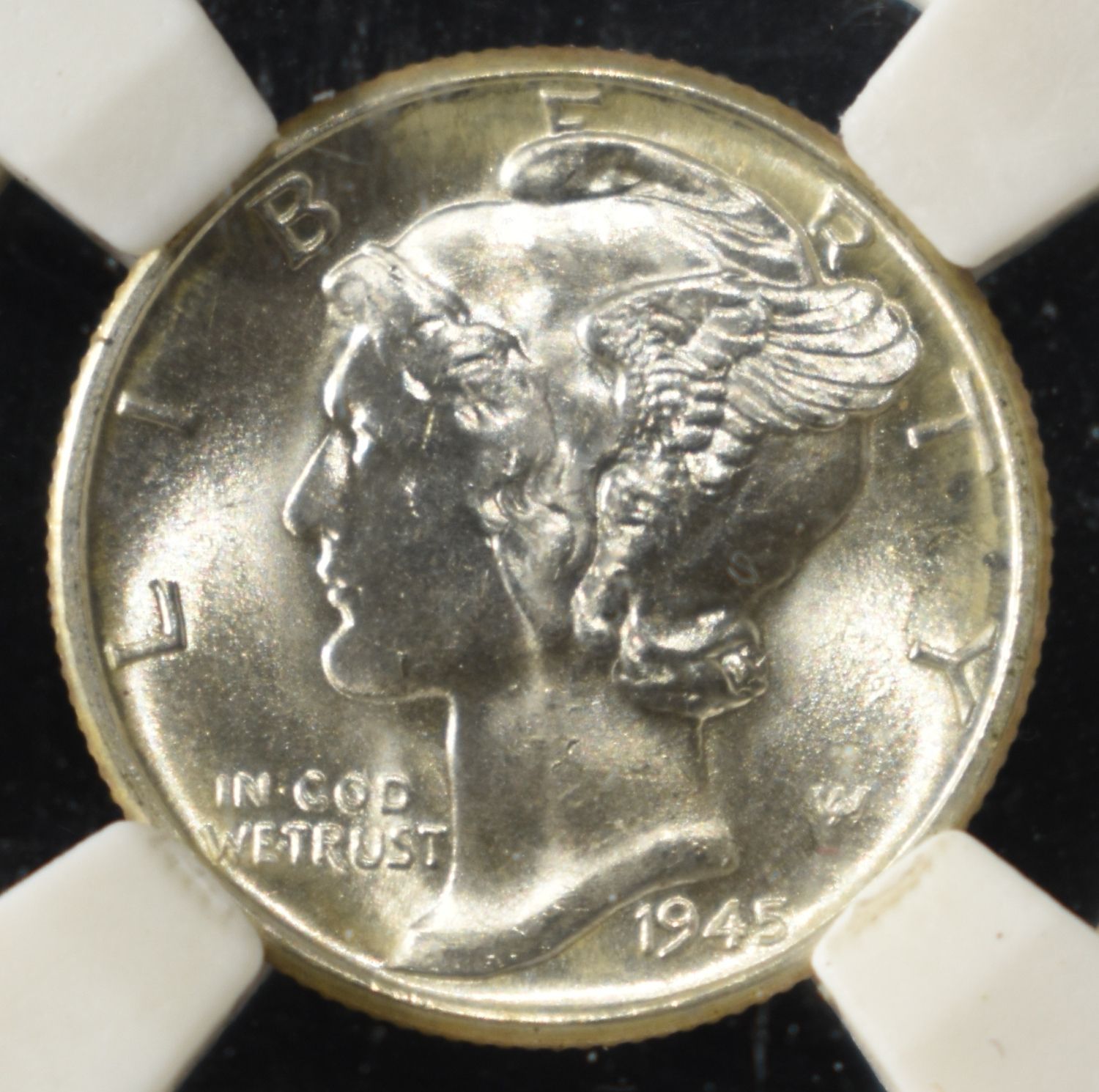 1945-D MERCURY DIME PGA SUPERB GEM BU