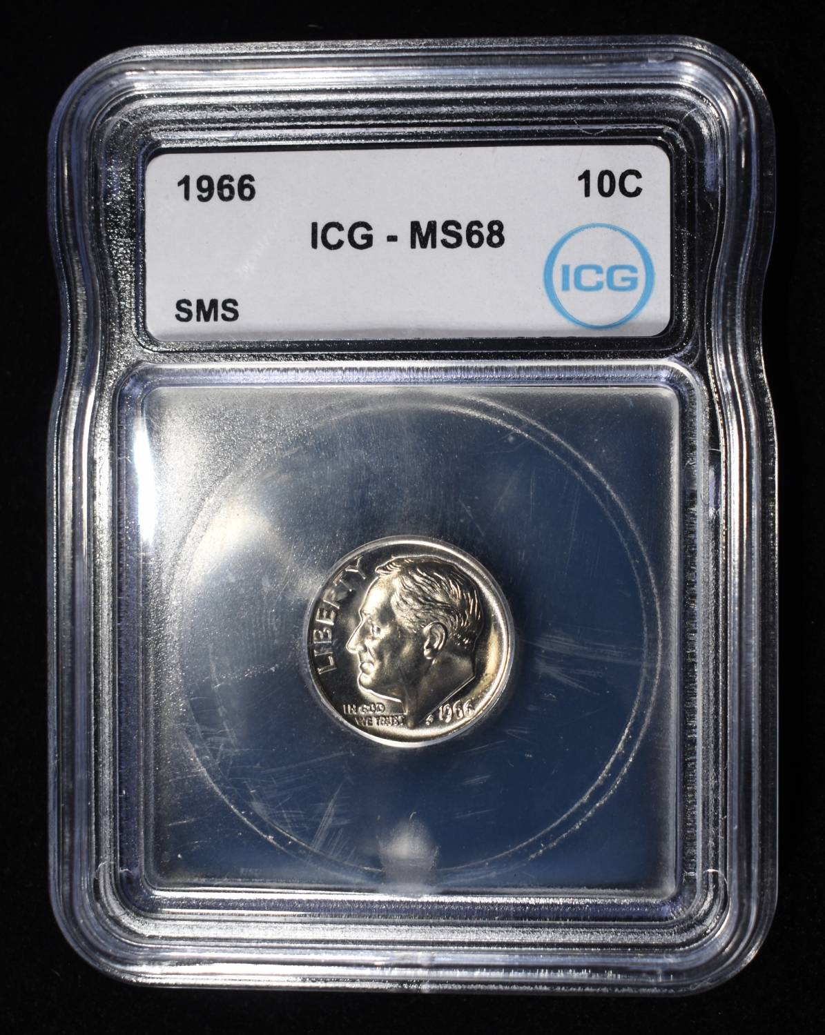 1966 ROOSEVELT DIME ICG MS68