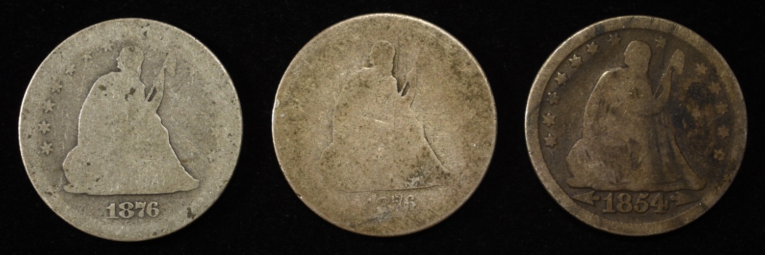 (3) LIBERTY SEATED QUARTERS