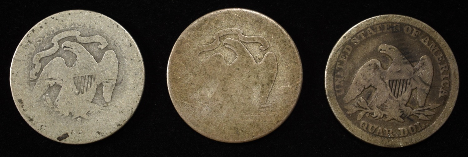 (3) LIBERTY SEATED QUARTERS