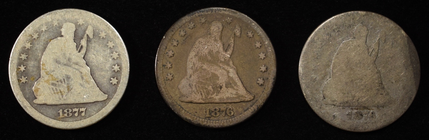 (3) LIBERTY SEATED QUARTERS