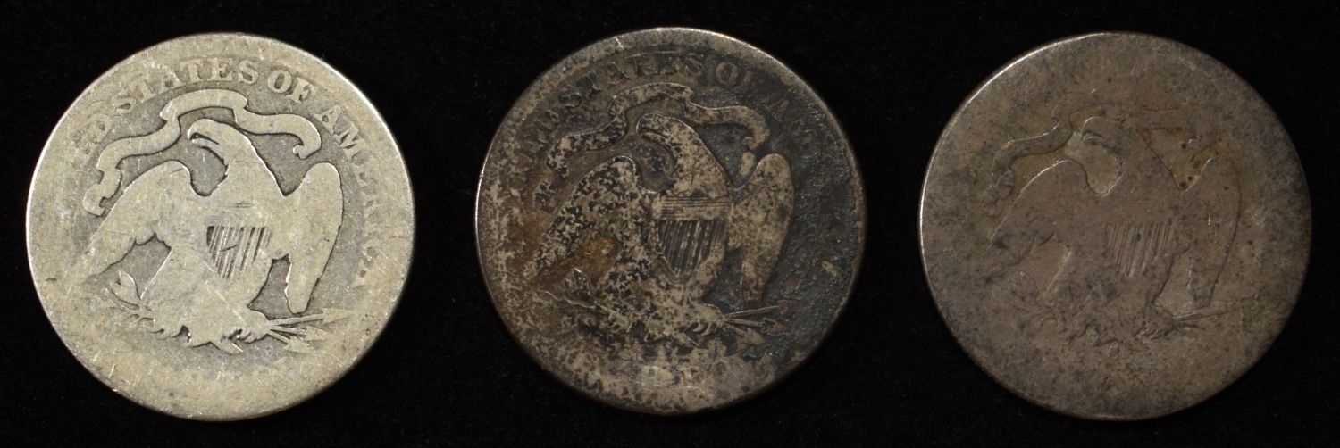 (3) LIBERTY SEATED QUARTERS