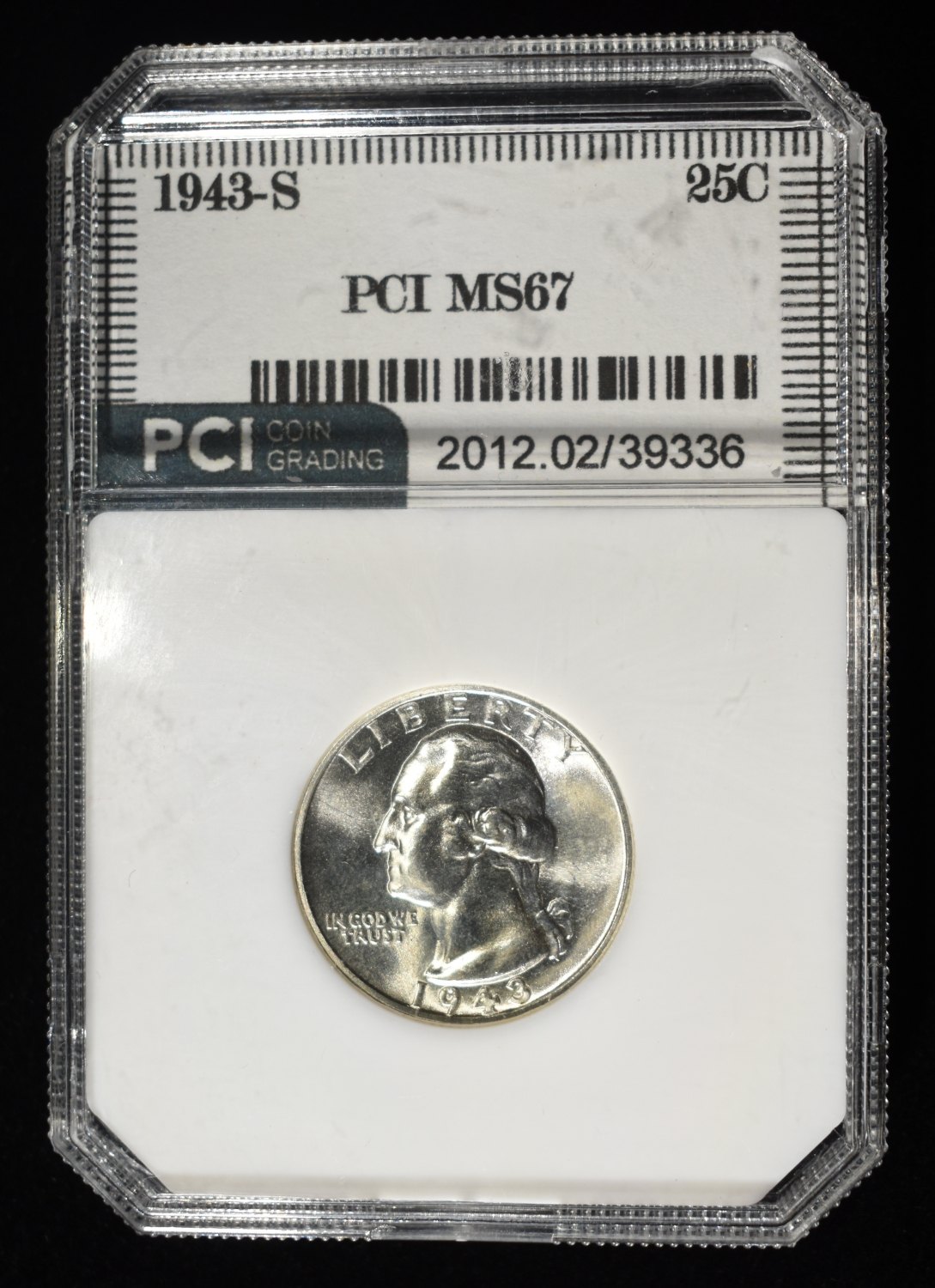 1943-S WASHINGTON QUARTER PCI SUPERB GEM BU