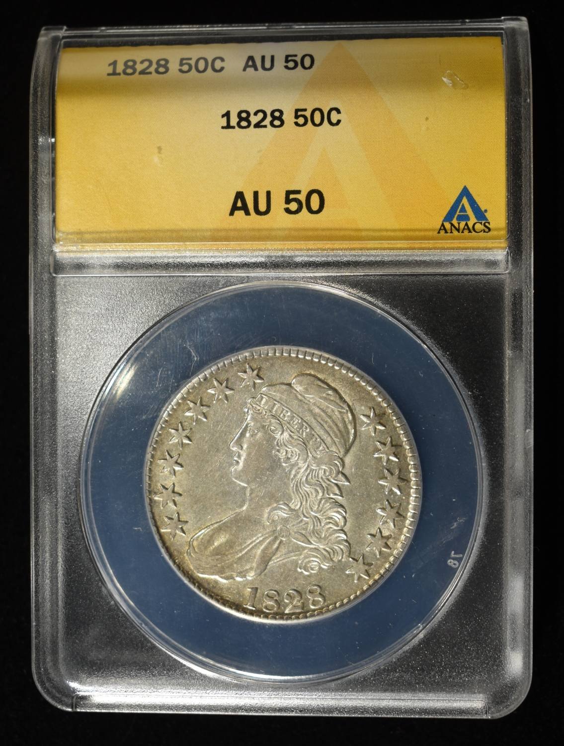 1828 CAPPED BUST HALF DOLLAR ANACS AU50