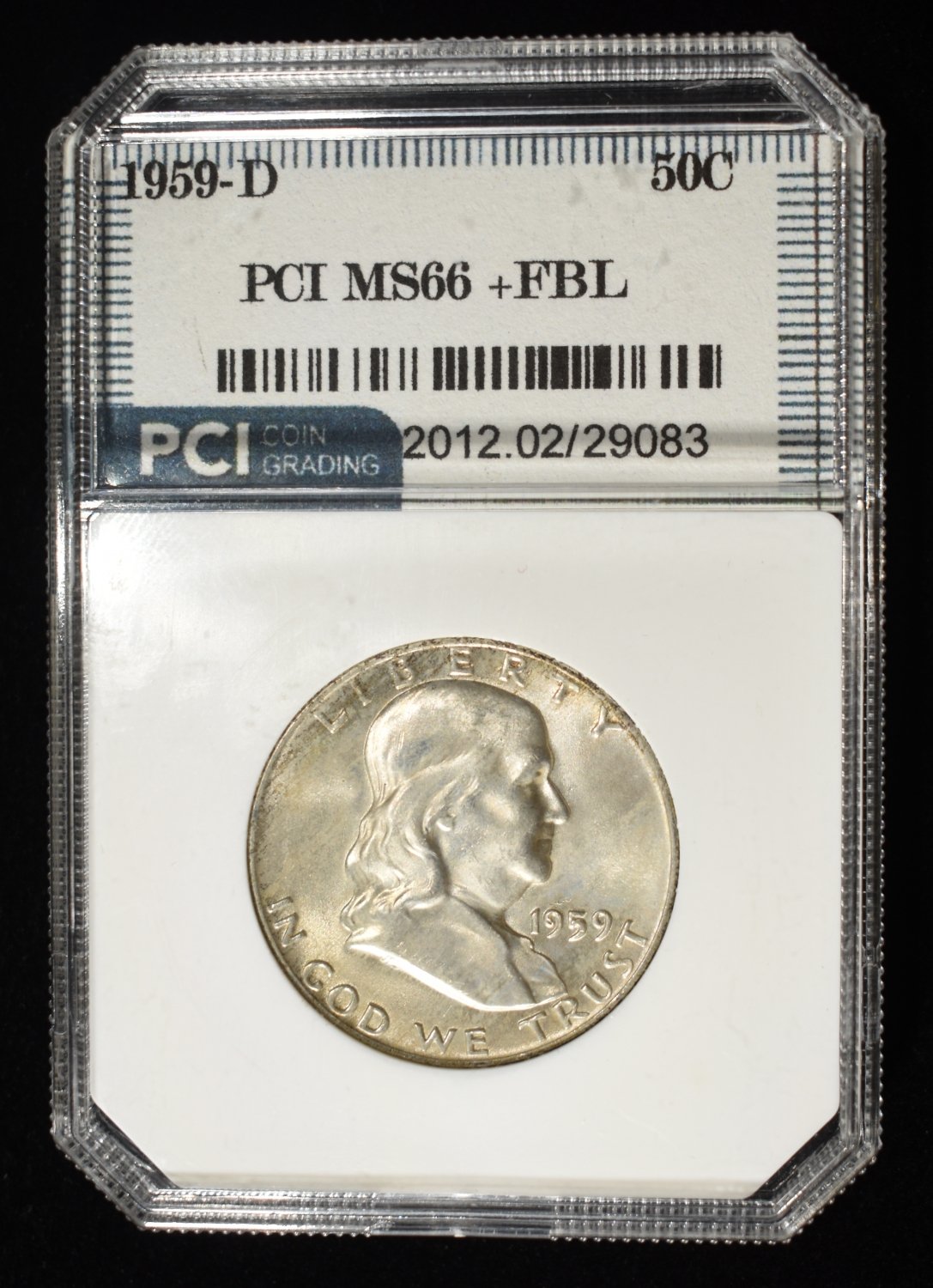 1959-D FRANKLIN HALF DOLLAR PCI SUPERB GEM BU FBL