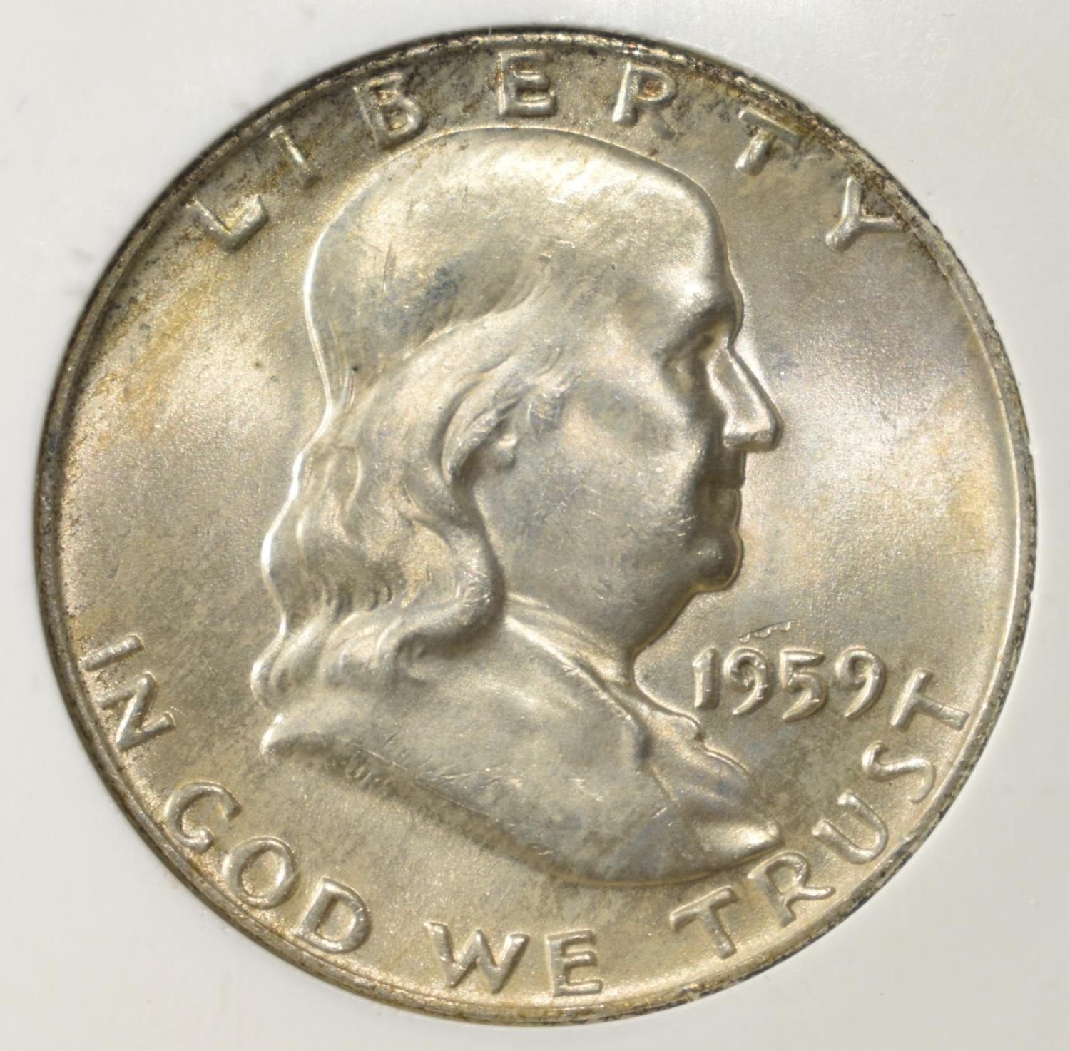1959-D FRANKLIN HALF DOLLAR PCI SUPERB GEM BU FBL
