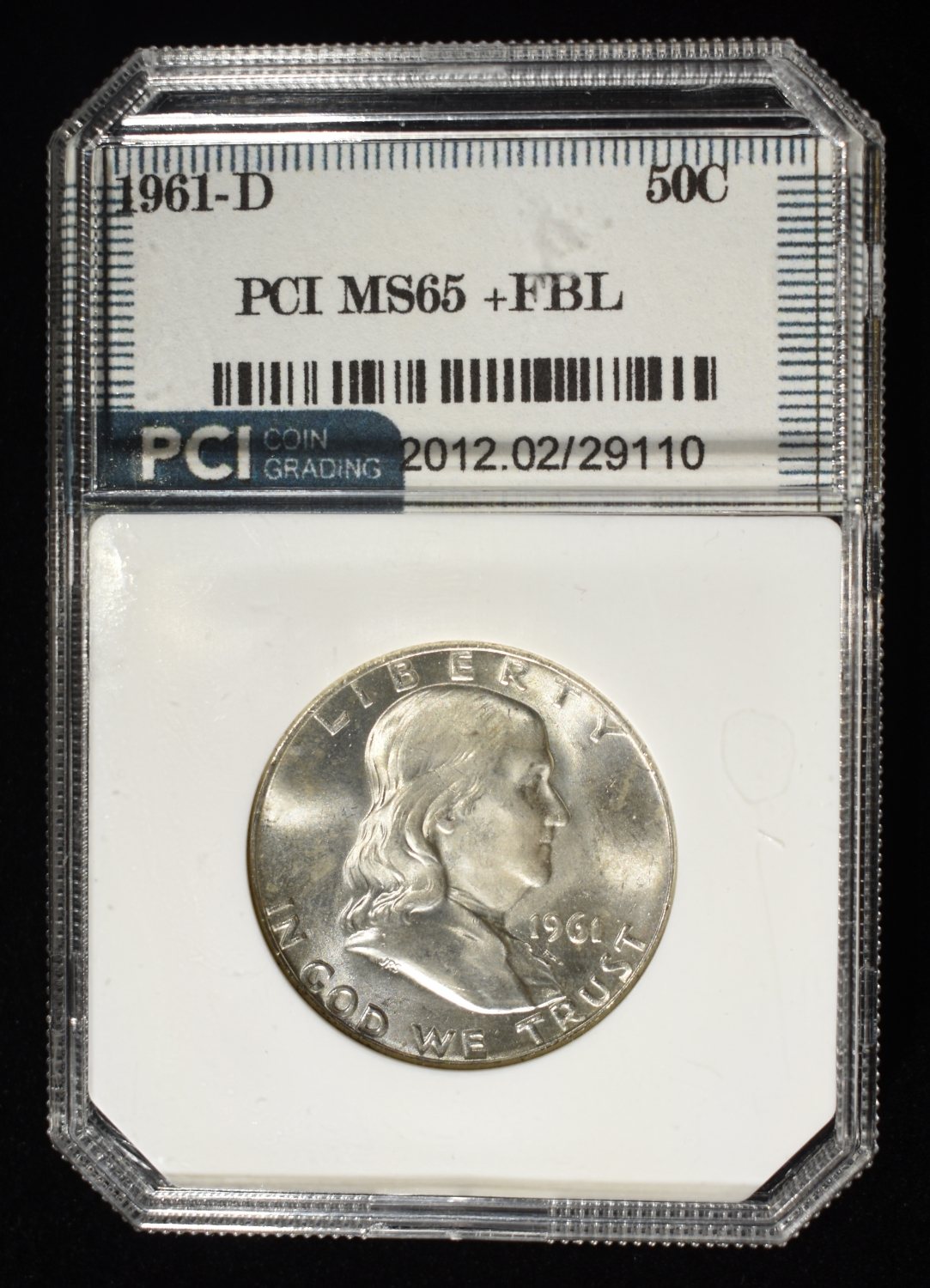 1961-D FRANKLIN HALF DOLLAR PCI SUPERB GEM BU FBL