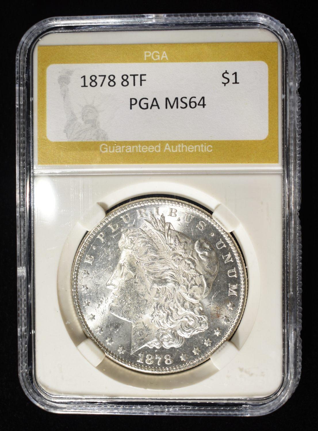 1878 8TF MORGAN DOLLAR PGA CH/GEM BU
