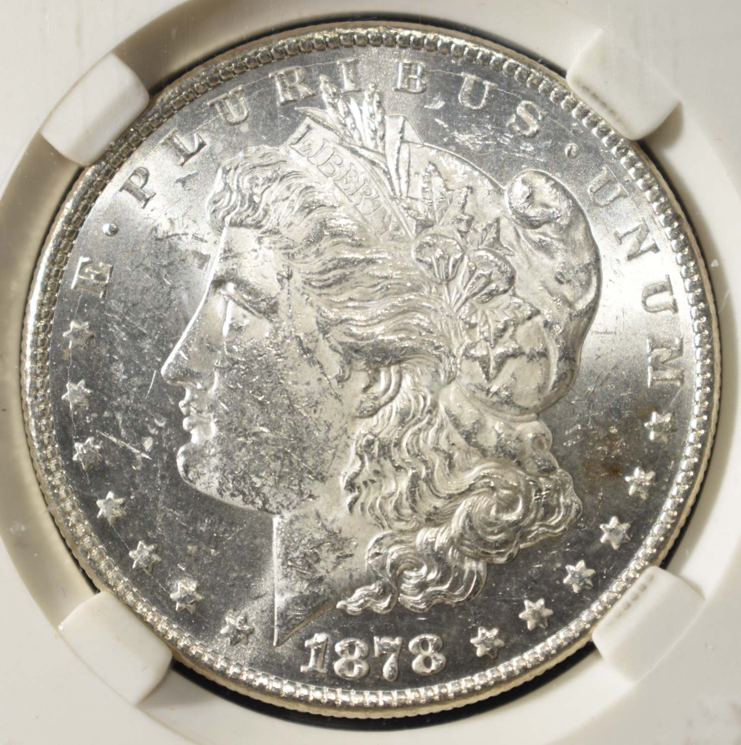 1878 8TF MORGAN DOLLAR PGA CH/GEM BU
