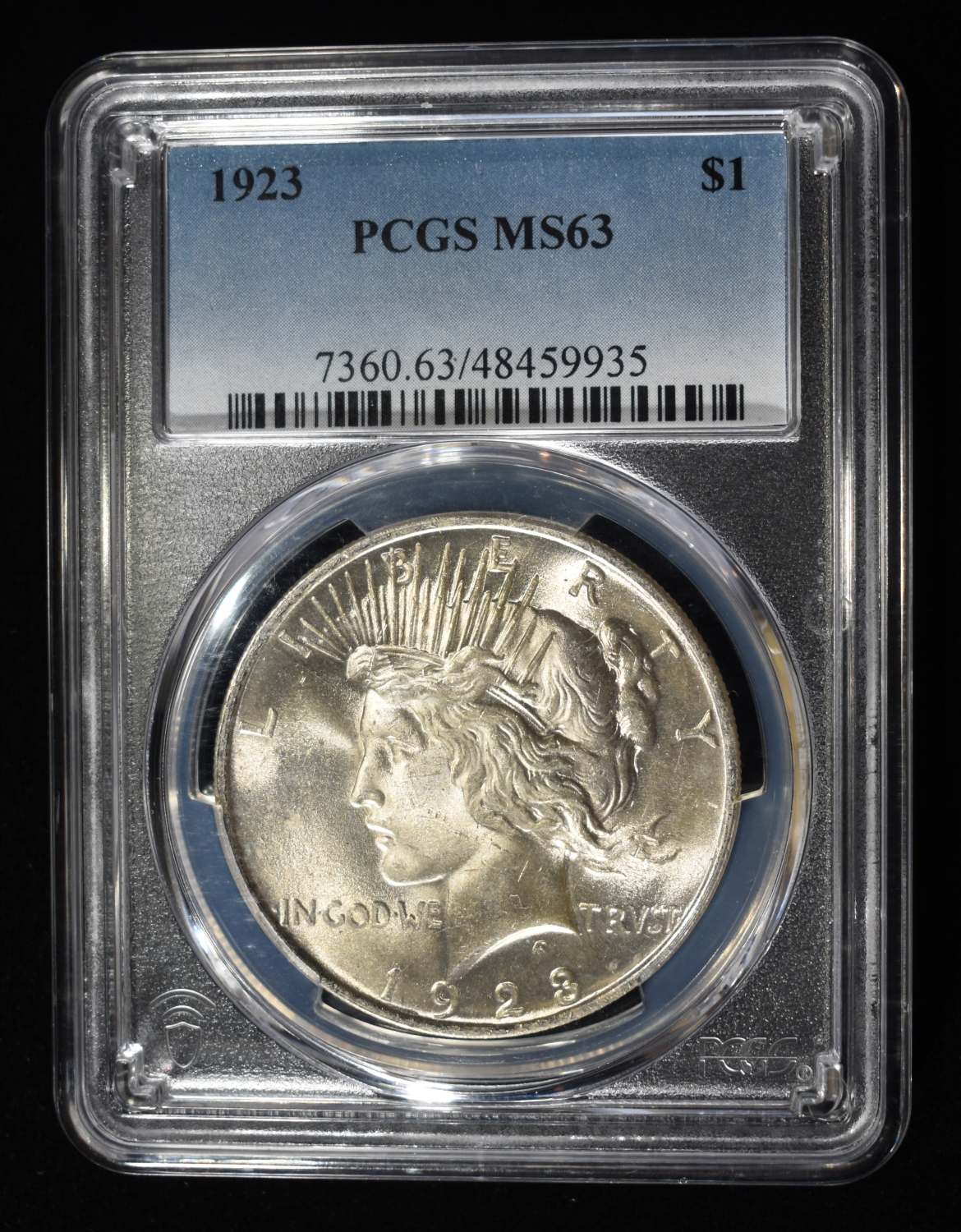 1923 PEACE DOLLAR PCGS MS63