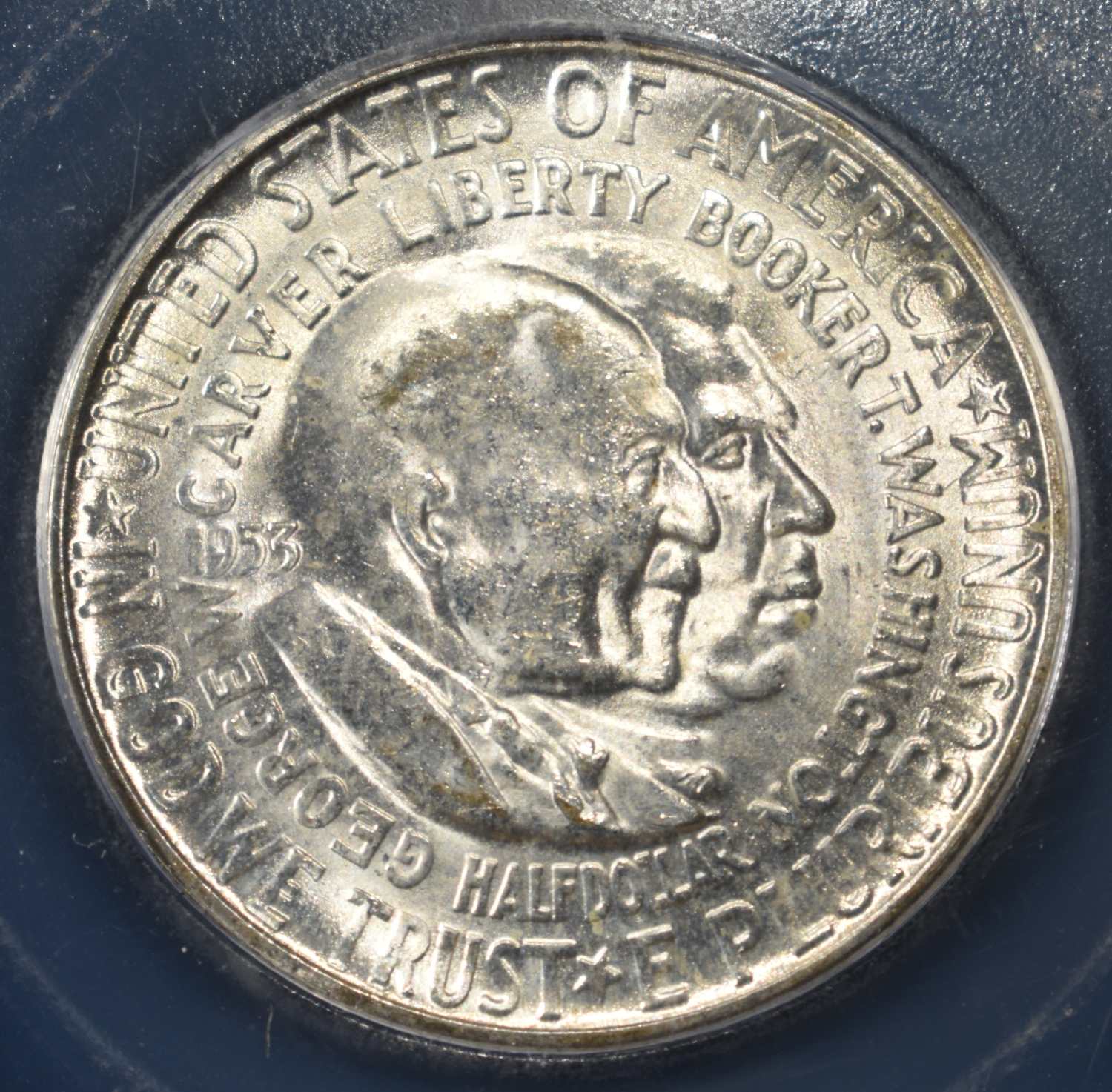 1953-S 50C COMMEM WASHINGTON/CARVER ICG MS65