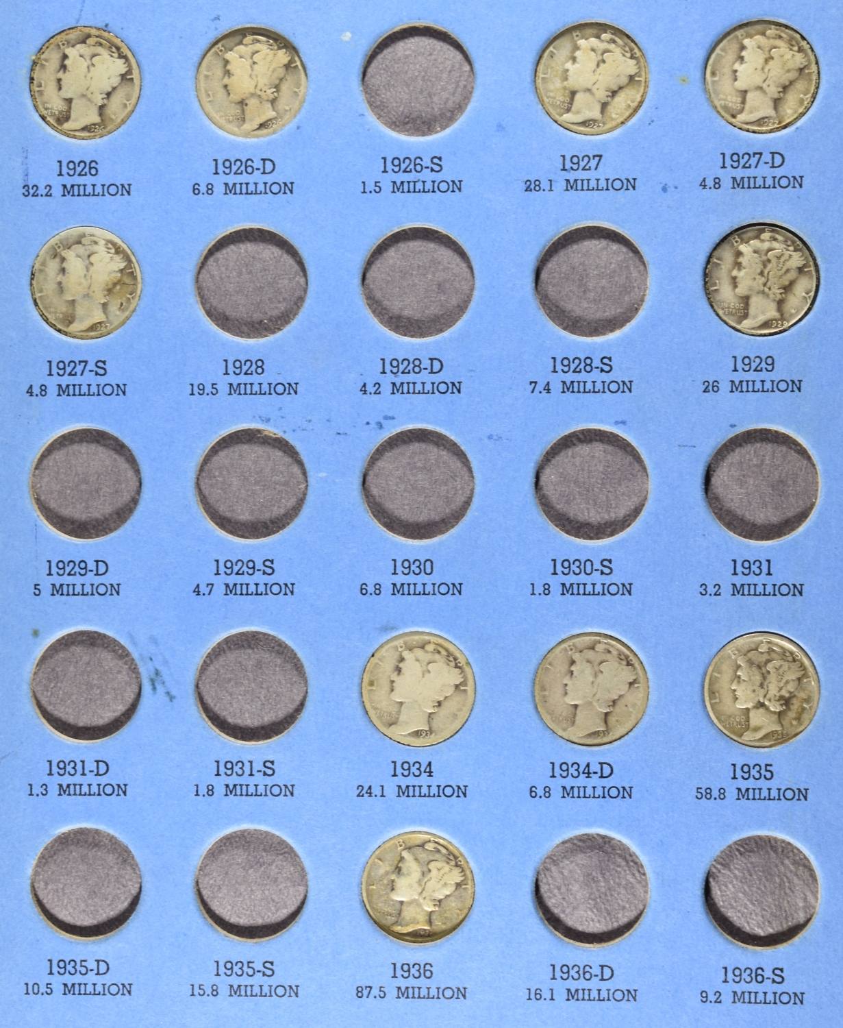 1916-1945 MERCURY DIME WHITMAN ABLUM