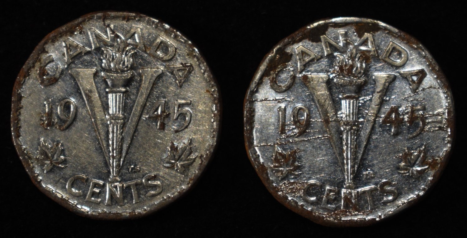 1945 STEEL ROLL CANADIAN NICKELS