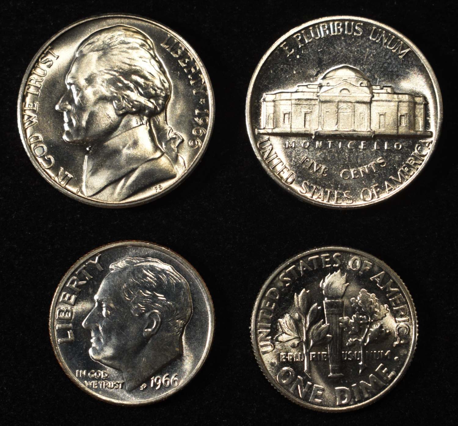 1965-67 DIMES AND NICKLES GEM BU