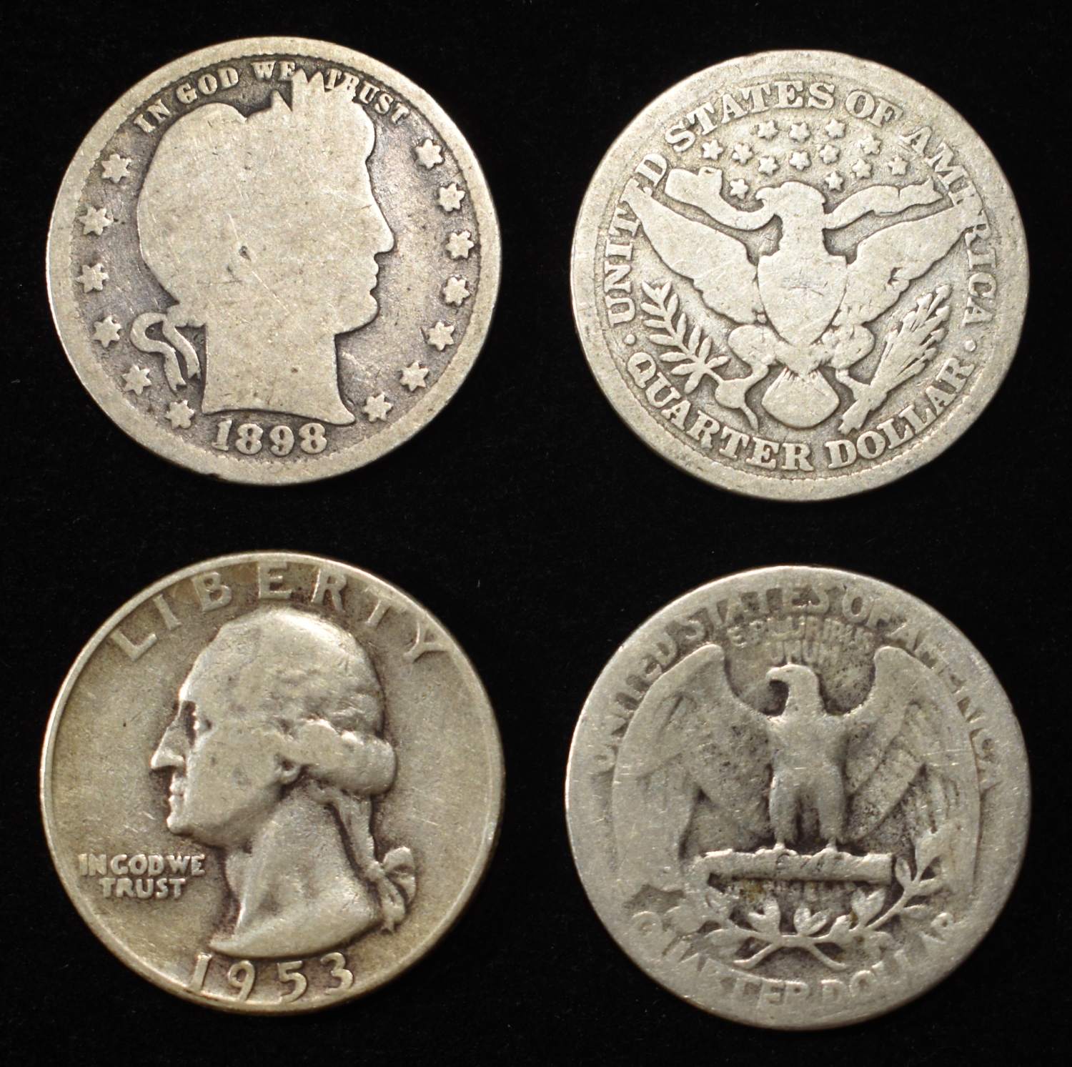 (13) BARBER, (5) WASHINGTON QUARTERS 90% SILVER