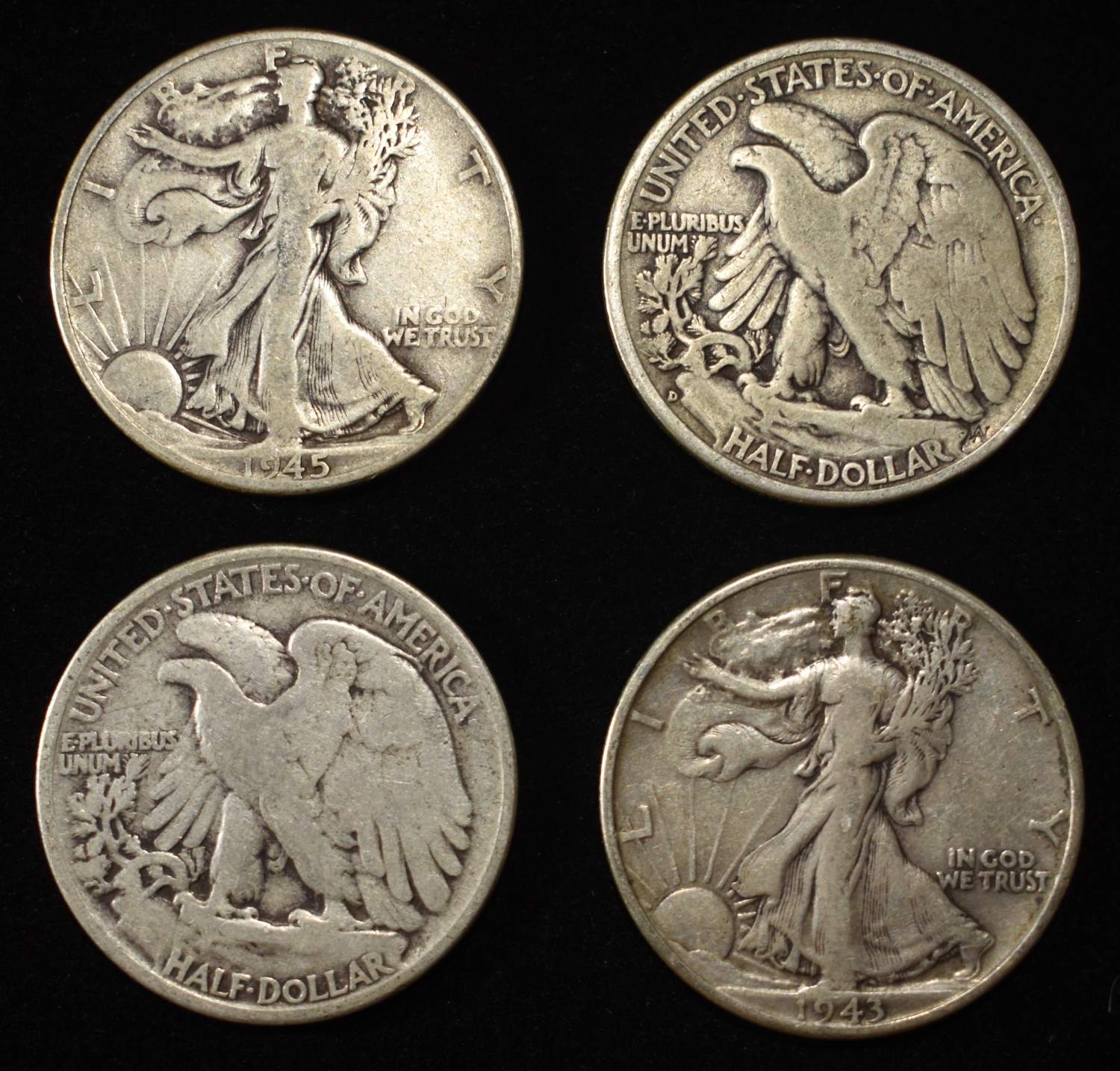 (10) 90% SILVER WALKING LIBERTY HALF DOLLARS