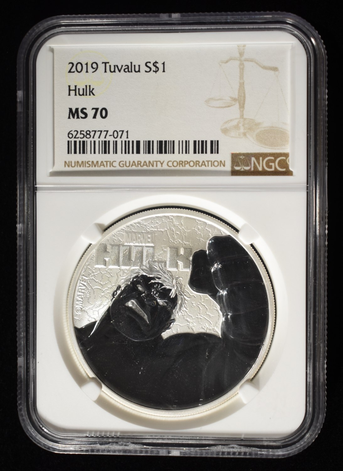 2019 TUVALU SILVER HULK NGC MS-70