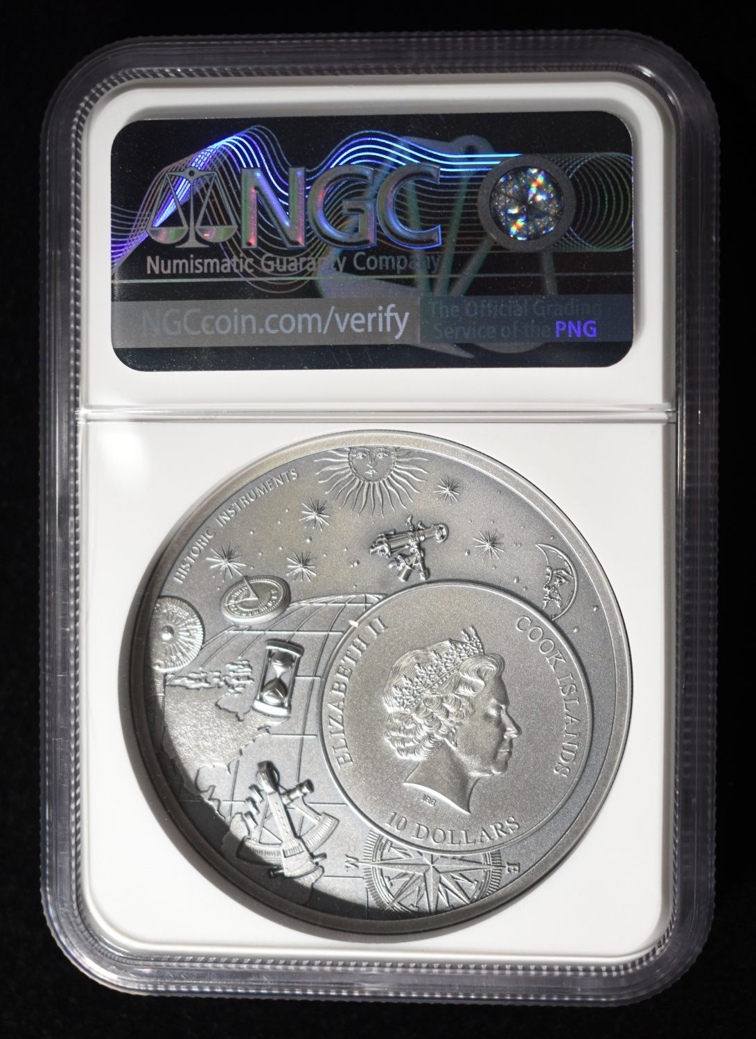 2023 COOK IS. SILVER ASTROLABE NGC MS-70 ANTIQUED