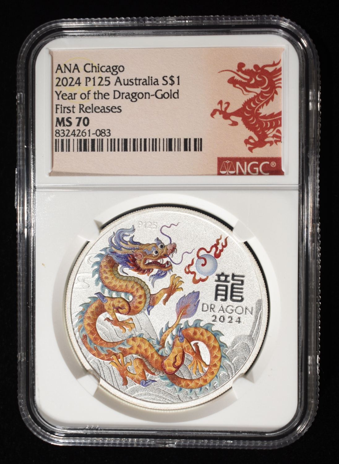 2024 $1 AUS YEAR OF THE DRAGON NGC MS70