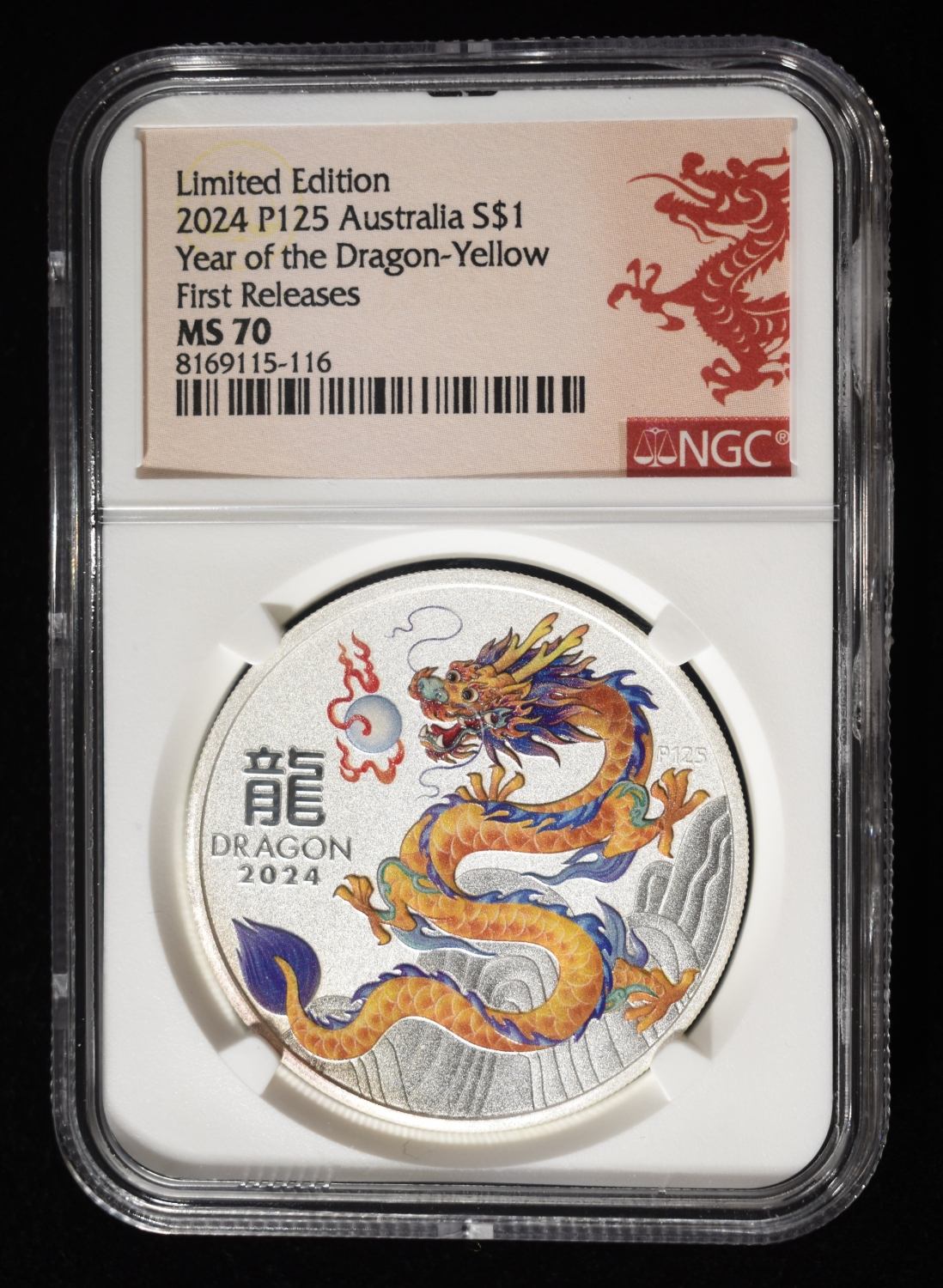 2024 $1 AUS YEAR OF THE DRAGON NGC MS70