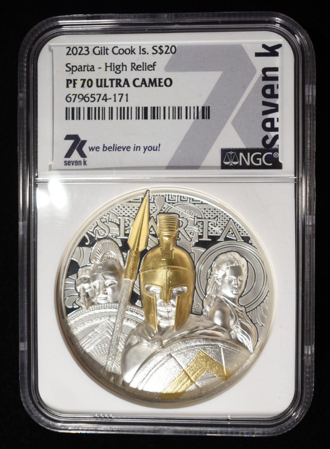 2023 COOK IS. SPARTA HIGH RELIEF NGC PF-70 UCAM
