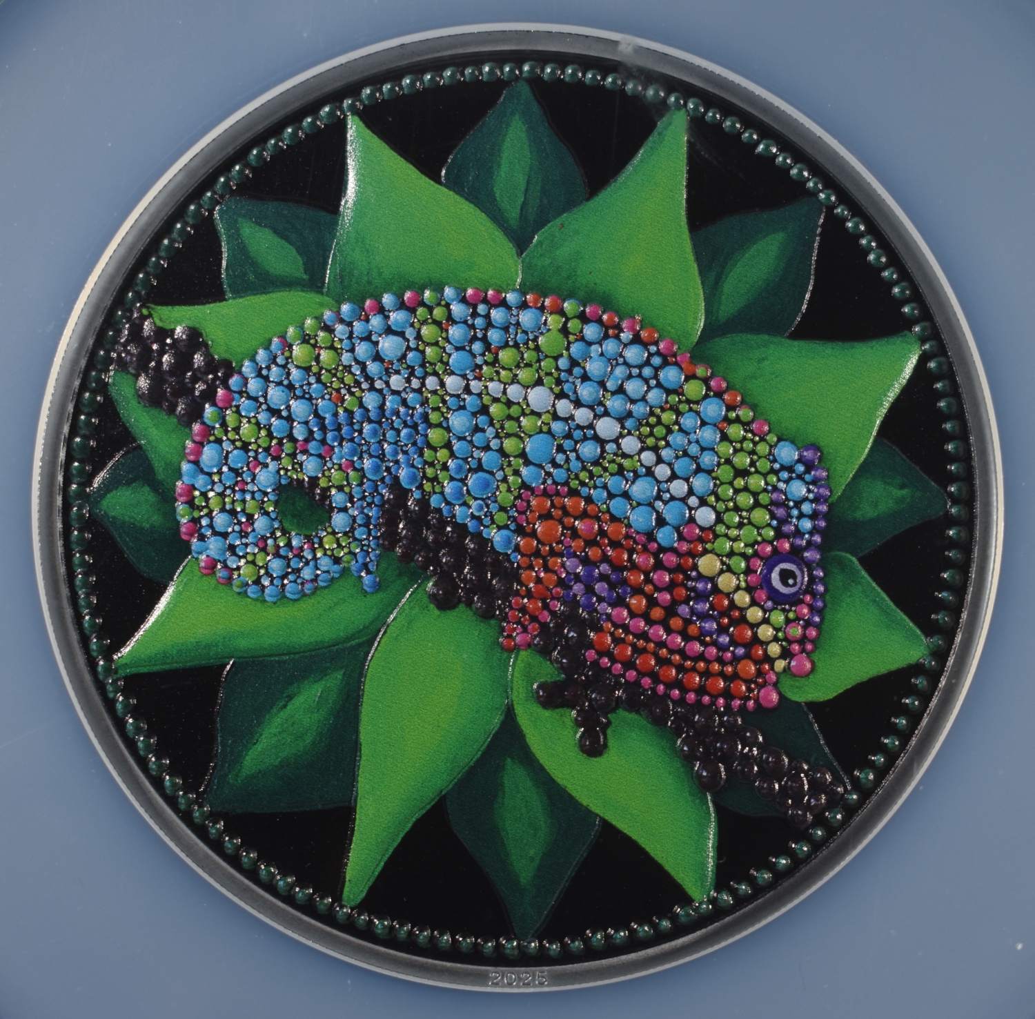 2025 $20 PALAU CHAMELEON DOT ART NGC PF70