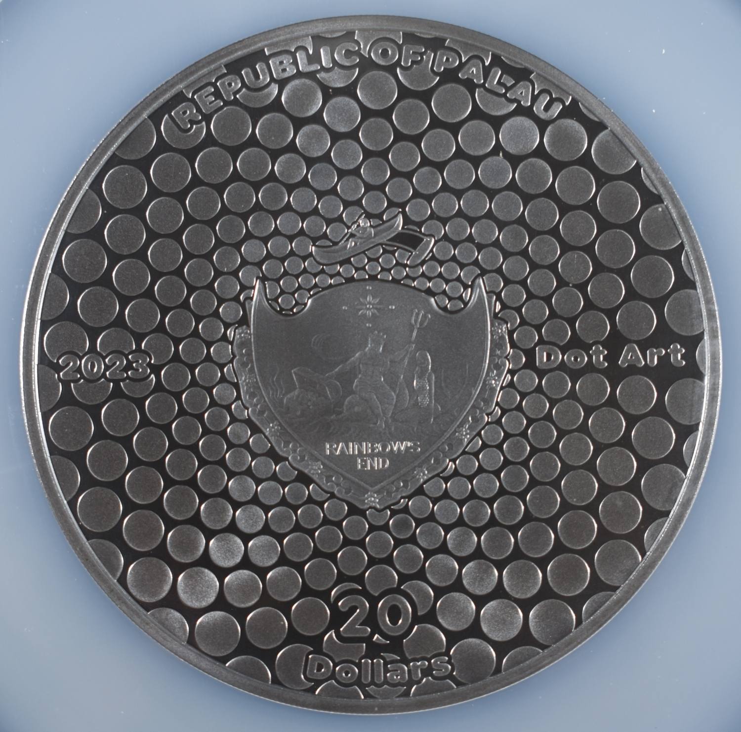 2023 $20 PALAU AUTUMN FLOWER DOT ART NGC PF70