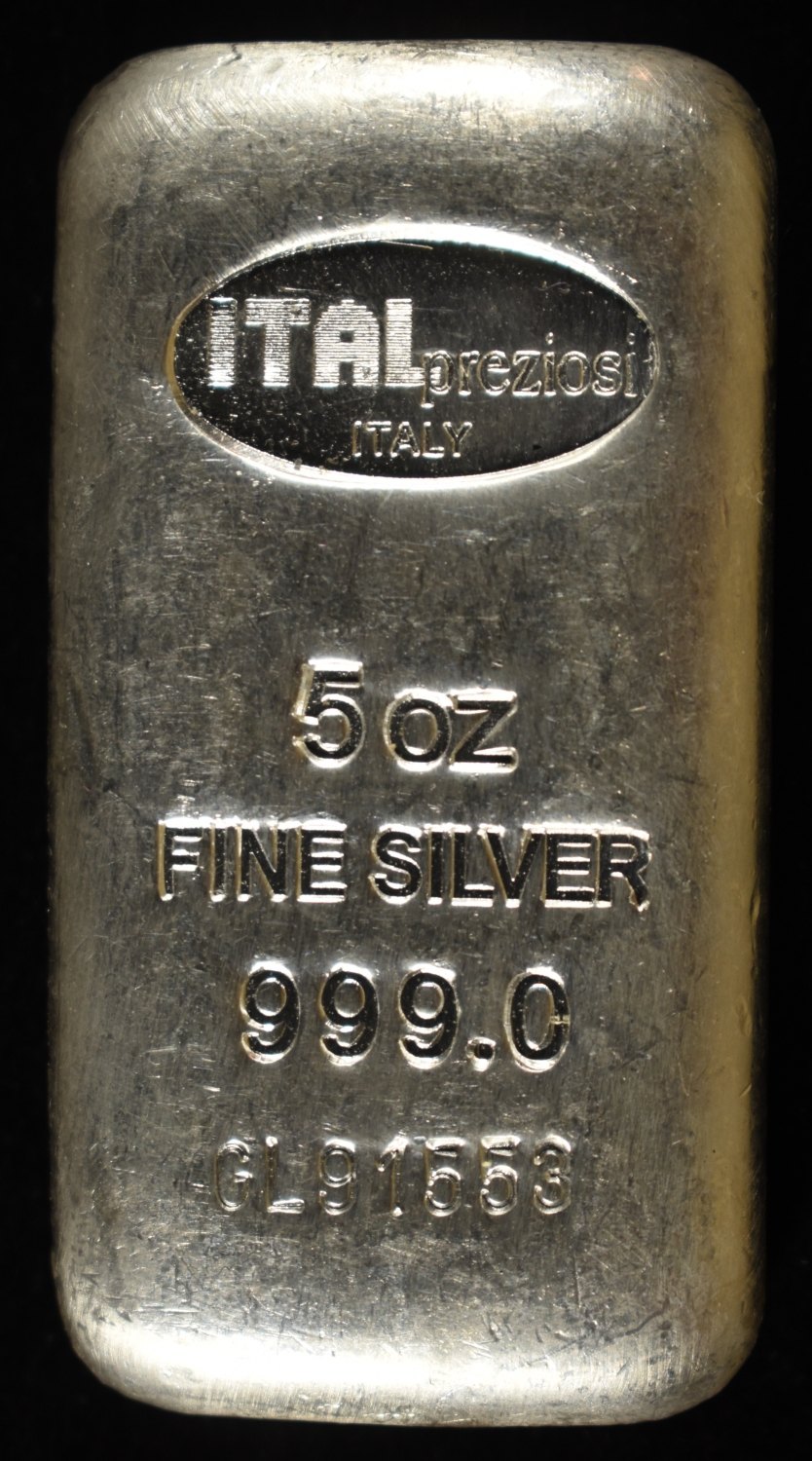 ITALPREZIOSI 5 OZ .999 SILVER BAR