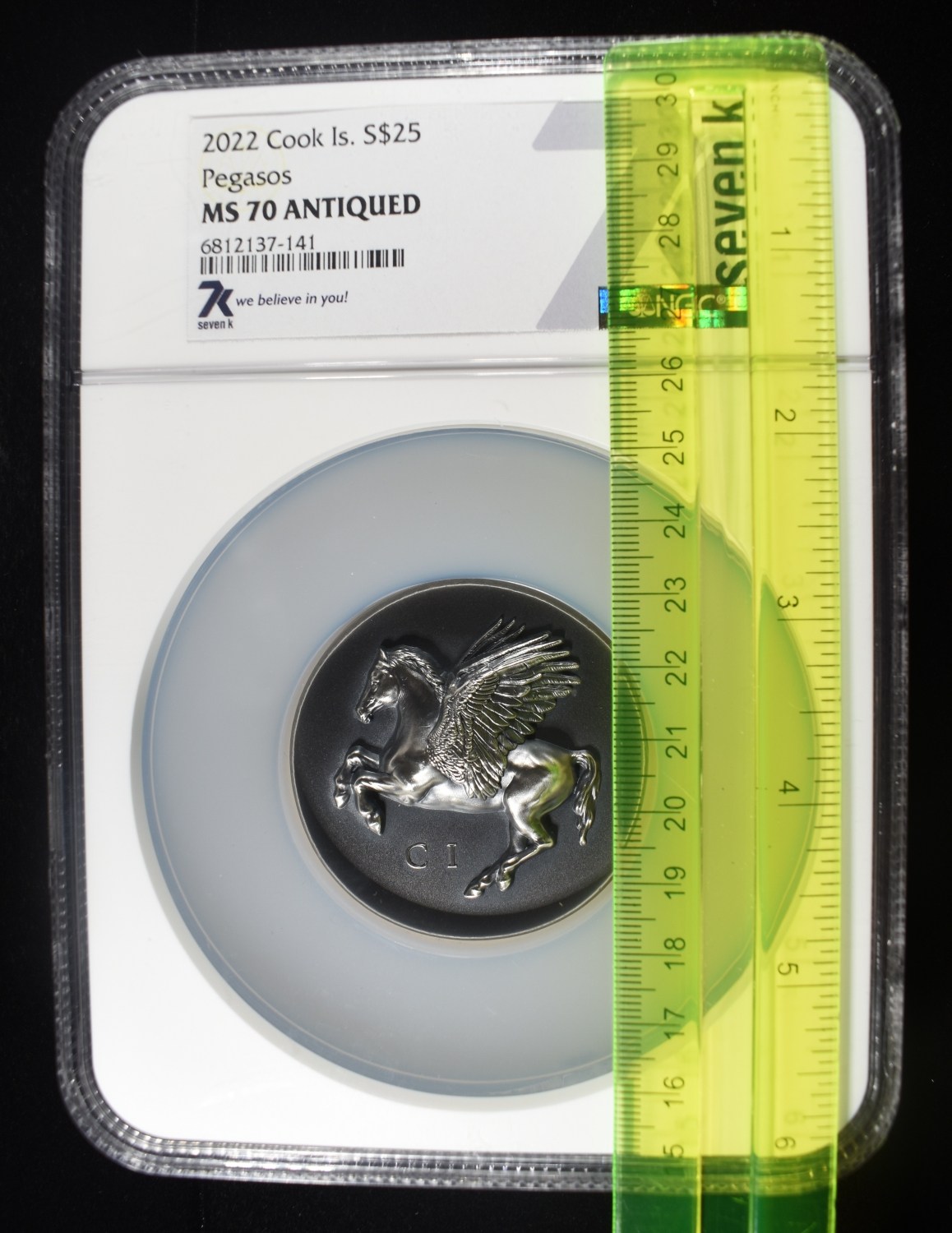 2022 $25 COOK IS. PEGASOS NGC MS70 ANTIQUED